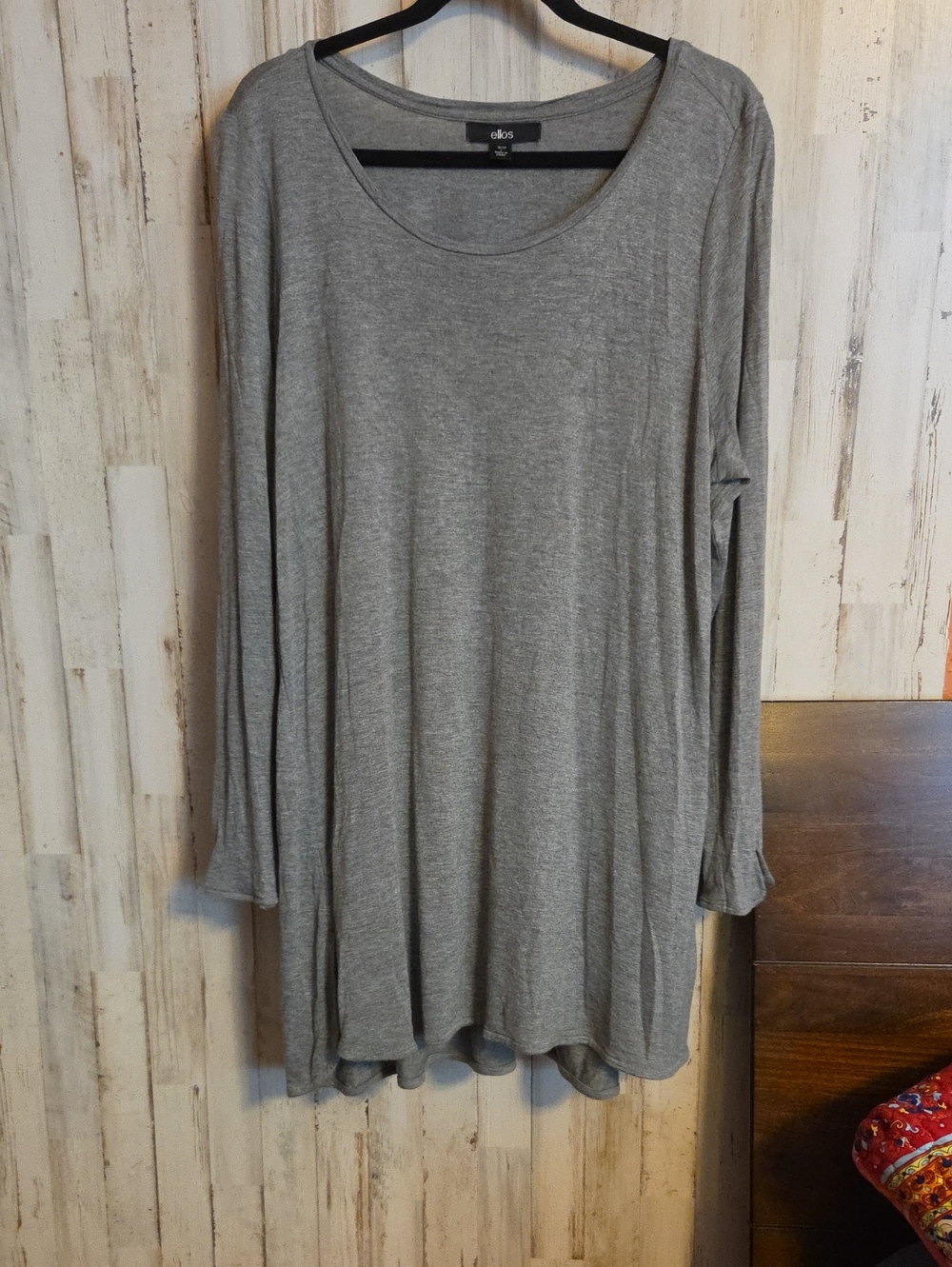 ellos Gray Long Sleeve Scoop Neck Top